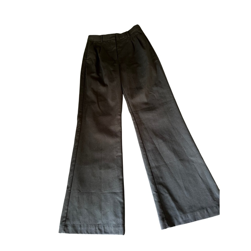 Crescent Pants Black CT7678 Linen Blend High Waisted Wide Leg Trousers XS NWT